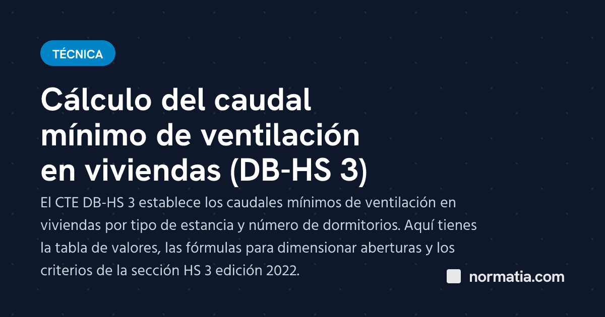 Cálculo del caudal mínimo de ventilación en viviendas (DB-HS 3)