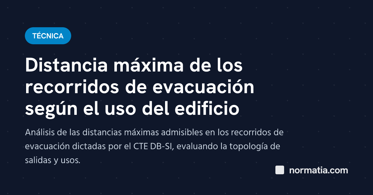 Distancia máxima de los recorridos de evacuación según el uso del edificio