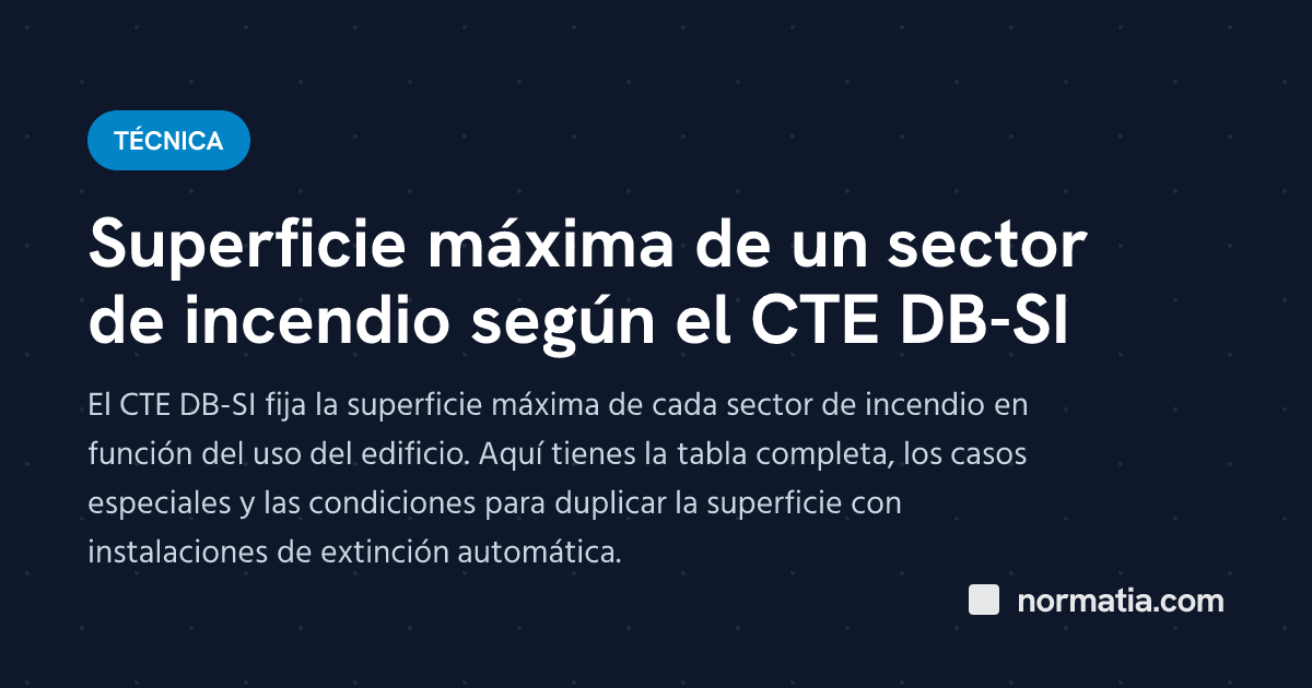 Superficie máxima de un sector de incendio según el CTE DB-SI